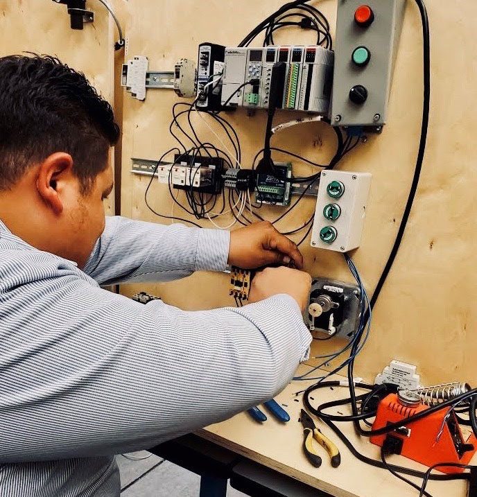 Man practicing wiring