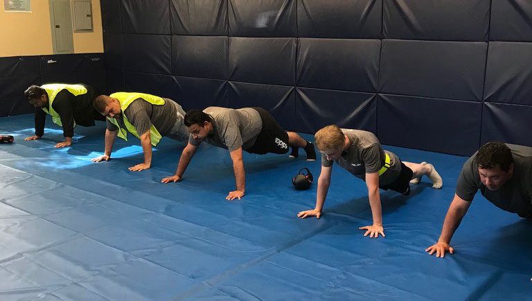 Students doing pushups
